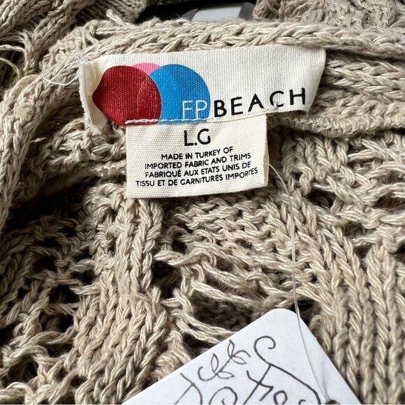 NWT Free People Beach Baja Sur Wrap Oversized Crochet Open Back Boho Sweater - Picture 5 of 8